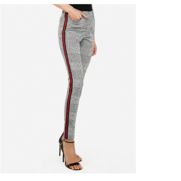 Express Pants - Express Mid Rise Plaid Side Stripe Skinny Pant